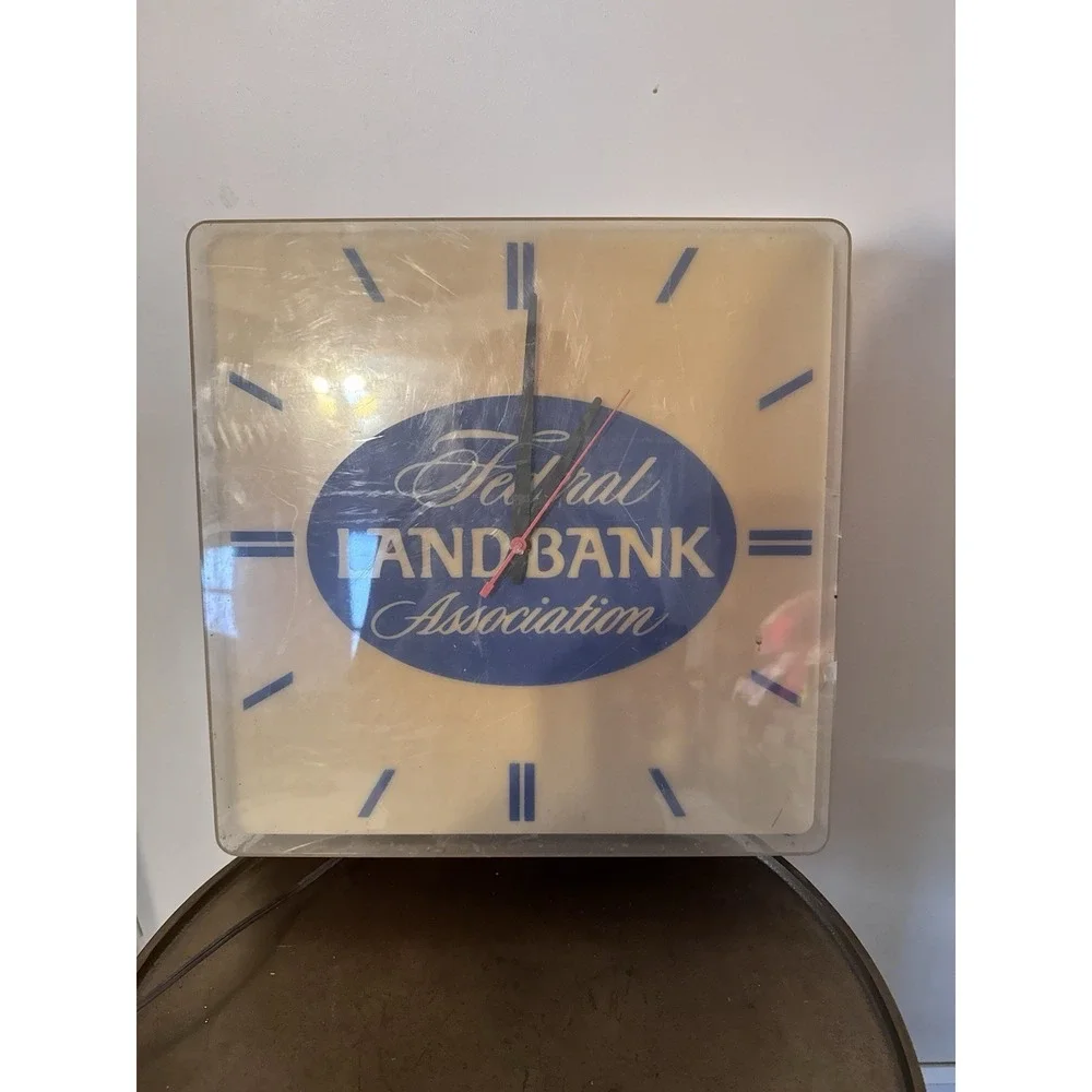 Federal Landbank Association Clock Light Up Vintage Advertisement VTG *FLAWS*